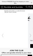 How bumbleandbumble.com looks like on a mobile device such as an iPhone.
