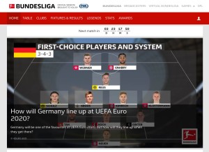 How bundesliga.com looks like on a tablet such as an iPad.