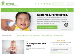 How bundoo.com looks like on a tablet such as an iPad.