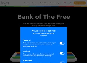 How bunq.com looks like on a tablet such as an iPad.