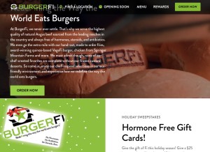 How burgerfi.com looks like on a tablet such as an iPad.