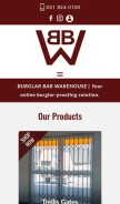 How burglarbarwarehouse.co.za looks like on a mobile device such as an iPhone.