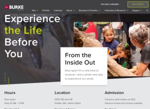 How burkemuseum.org looks like on a tablet such as an iPad.