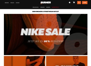 How burner.de looks like on a tablet such as an iPad.