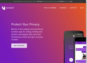 How burnerapp.com looks like on a tablet such as an iPad.