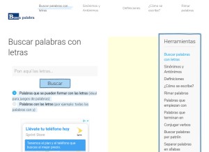 How buscapalabra.com looks like on a tablet such as an iPad.