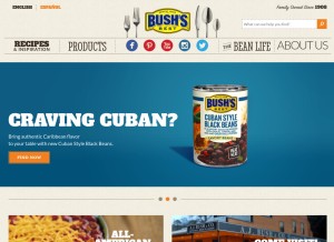How bushbeans.com looks like on a tablet such as an iPad.