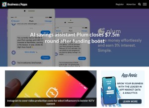 How businessofapps.com looks like on a tablet such as an iPad.