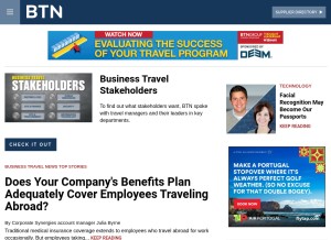 How businesstravelnews.com looks like on a tablet such as an iPad.