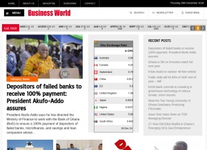 How businessworldghana.com looks like on a tablet such as an iPad.