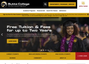 How butte.edu looks like on a tablet such as an iPad.