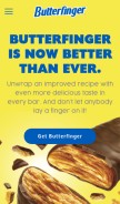 How butterfinger.com looks like on a mobile device such as an iPhone.