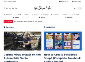 How butterpolish.com looks like on a tablet such as an iPad.