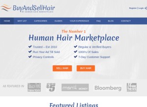 How buyandsellhair.com looks like on a tablet such as an iPad.