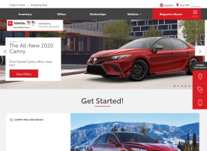 How buyatoyota.com looks like on a tablet such as an iPad.