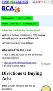 How buycasinoads.com looks like on a mobile device such as an iPhone.