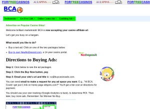 How buycasinoads.com looks like on a tablet such as an iPad.