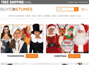 How buycostumes.com looks like on a tablet such as an iPad.