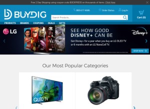 How buydig.com looks like on a tablet such as an iPad.