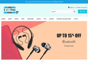 How buyearphone.in looks like on a tablet such as an iPad.