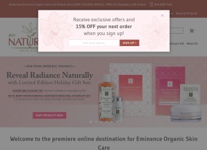 How buynaturalskincare.com looks like on a tablet such as an iPad.