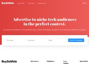 How buysellads.com looks like on a tablet such as an iPad.