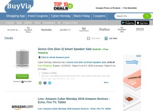 How buyvia.com looks like on a tablet such as an iPad.