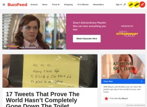 How buzzfeed.com looks like on a tablet such as an iPad.