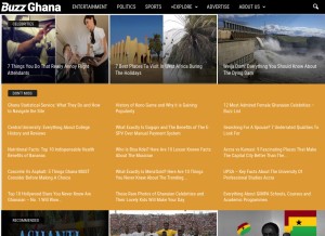How buzzghana.com looks like on a tablet such as an iPad.
