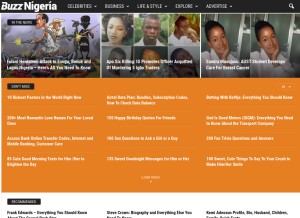 How buzznigeria.com looks like on a tablet such as an iPad.