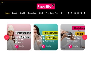 How buzztify.com looks like on a tablet such as an iPad.