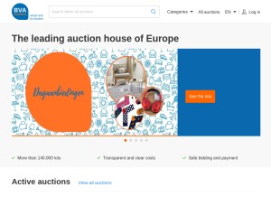 How bva-auctions.com looks like on a tablet such as an iPad.