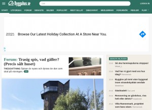 How byggahus.se looks like on a tablet such as an iPad.