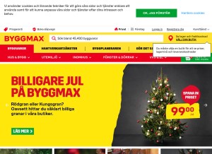 How byggmax.se looks like on a tablet such as an iPad.