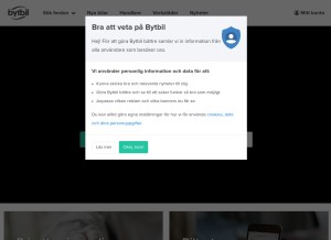 How bytbil.com looks like on a tablet such as an iPad.