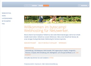 How bytecamp.net looks like on a tablet such as an iPad.
