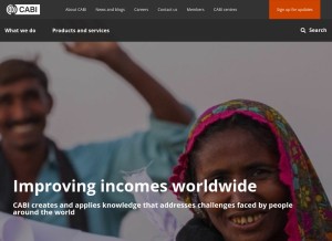 How cabi.org looks like on a tablet such as an iPad.