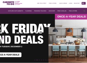 How cabinetstogo.com looks like on a tablet such as an iPad.