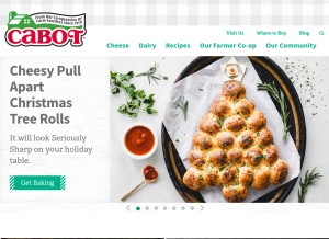 How cabotcheese.coop looks like on a tablet such as an iPad.