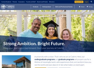 How cabrini.edu looks like on a tablet such as an iPad.