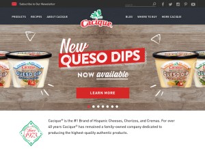 How caciqueinc.com looks like on a tablet such as an iPad.