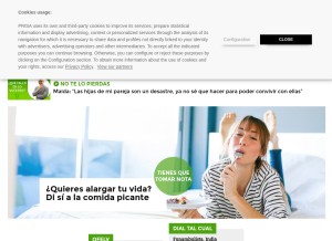 How cadenadial.com looks like on a tablet such as an iPad.