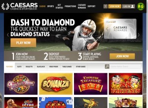 How caesarscasino.com looks like on a tablet such as an iPad.