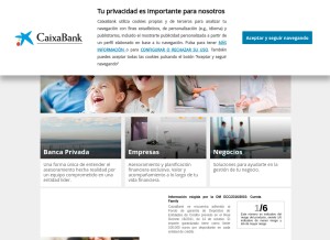 How caixabank.es looks like on a tablet such as an iPad.