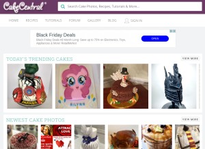 How cakecentral.com looks like on a tablet such as an iPad.