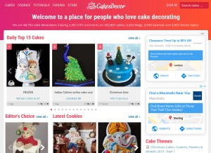 How cakesdecor.com looks like on a tablet such as an iPad.