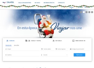 How calafiaairlines.com looks like on a tablet such as an iPad.