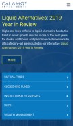 How calamos.com looks like on a mobile device such as an iPhone.