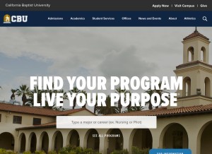 How calbaptist.edu looks like on a tablet such as an iPad.