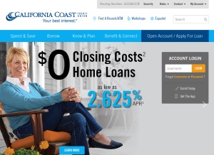 How calcoastcu.org looks like on a tablet such as an iPad.